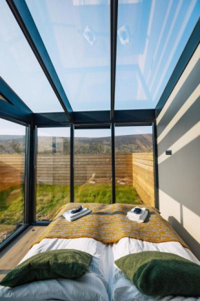Glass roof lodge with private hot tub